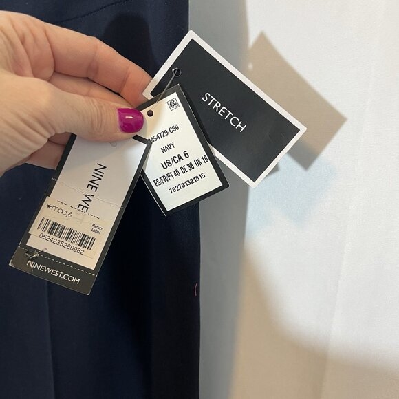 Nine West Women’s Dress Pants Size 6 Navy Blue The Modern Stretch  Zipper NWT - Picture 10 of 14